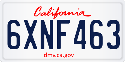 CA license plate 6XNF463