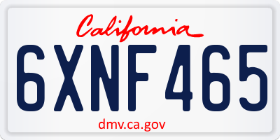 CA license plate 6XNF465