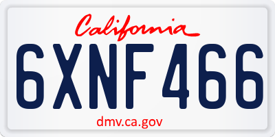 CA license plate 6XNF466