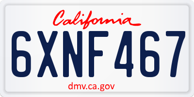 CA license plate 6XNF467