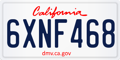 CA license plate 6XNF468