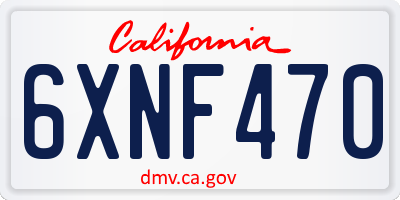 CA license plate 6XNF470