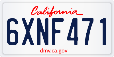 CA license plate 6XNF471