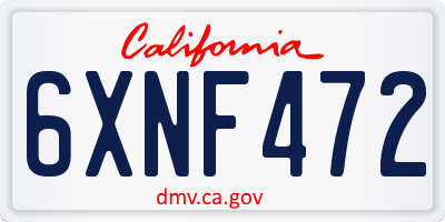 CA license plate 6XNF472