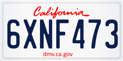 CA license plate 6XNF473