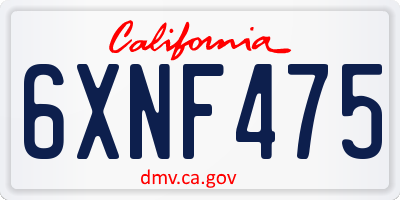 CA license plate 6XNF475