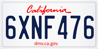 CA license plate 6XNF476