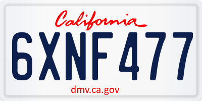 CA license plate 6XNF477
