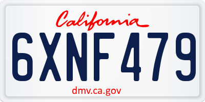 CA license plate 6XNF479