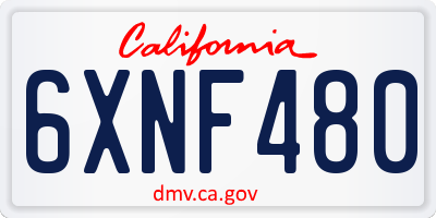 CA license plate 6XNF480
