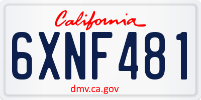 CA license plate 6XNF481