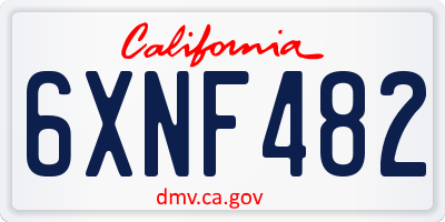 CA license plate 6XNF482