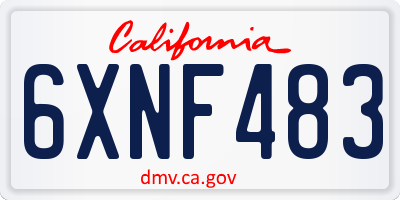 CA license plate 6XNF483