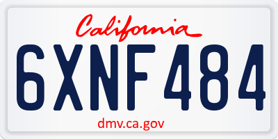 CA license plate 6XNF484