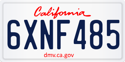 CA license plate 6XNF485