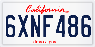 CA license plate 6XNF486