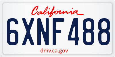 CA license plate 6XNF488