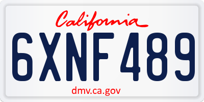 CA license plate 6XNF489