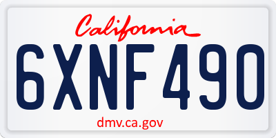 CA license plate 6XNF490