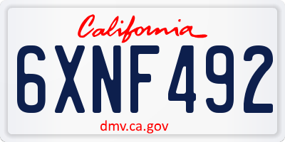 CA license plate 6XNF492