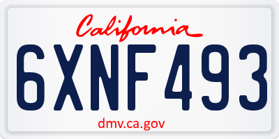 CA license plate 6XNF493