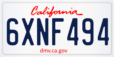 CA license plate 6XNF494