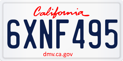 CA license plate 6XNF495