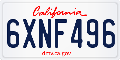 CA license plate 6XNF496