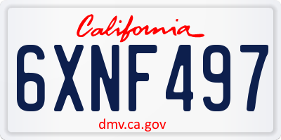 CA license plate 6XNF497