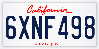 CA license plate 6XNF498