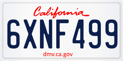 CA license plate 6XNF499