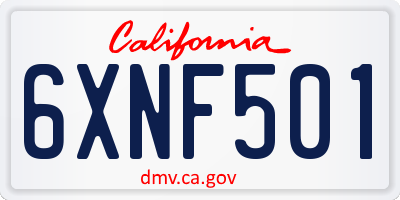 CA license plate 6XNF501