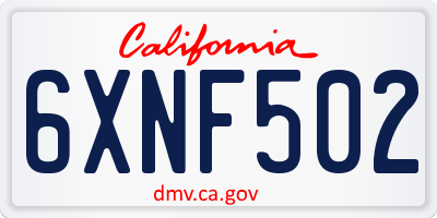 CA license plate 6XNF502
