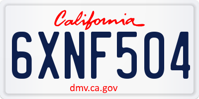 CA license plate 6XNF504