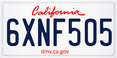 CA license plate 6XNF505
