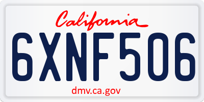 CA license plate 6XNF506