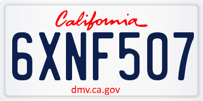 CA license plate 6XNF507