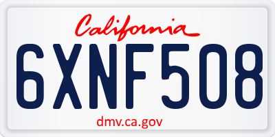 CA license plate 6XNF508