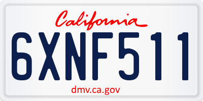 CA license plate 6XNF511