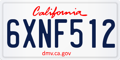 CA license plate 6XNF512