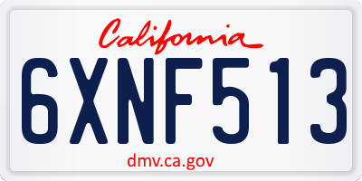 CA license plate 6XNF513