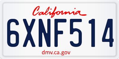 CA license plate 6XNF514