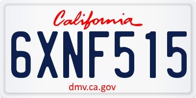 CA license plate 6XNF515