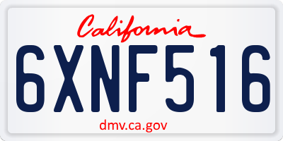 CA license plate 6XNF516