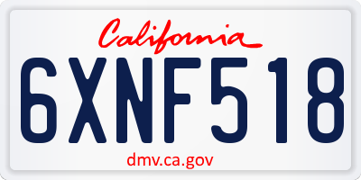 CA license plate 6XNF518