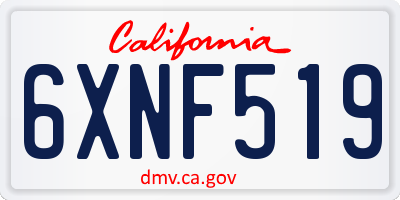 CA license plate 6XNF519