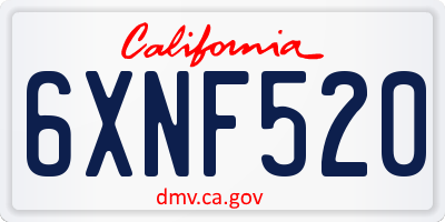 CA license plate 6XNF520