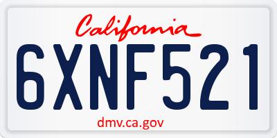 CA license plate 6XNF521