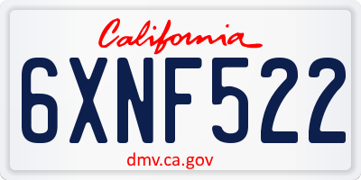 CA license plate 6XNF522