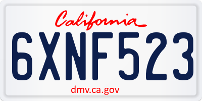 CA license plate 6XNF523